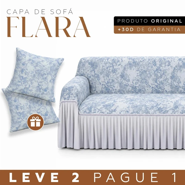 [LEVE 2 PAGUE 1] Capa de Sofá Flara em 100% Microfibra (Seu Sofá Renovado com Muito Mais Estilo!) +BRINDES: 2 Almofadas